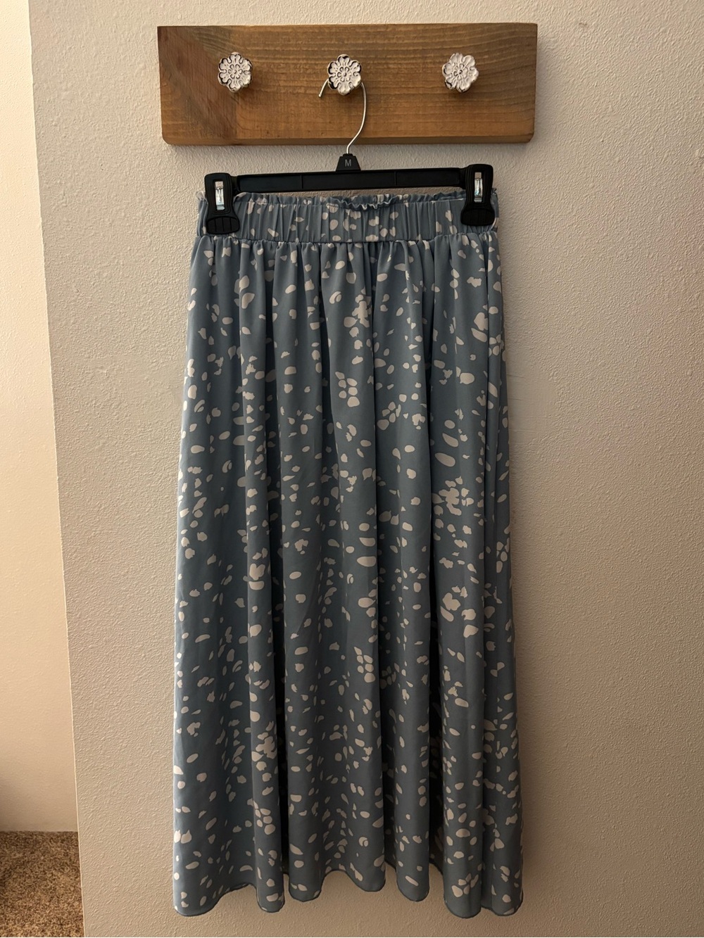 SHEIN Blue Printed Elastic-Waist Maxi Skirt